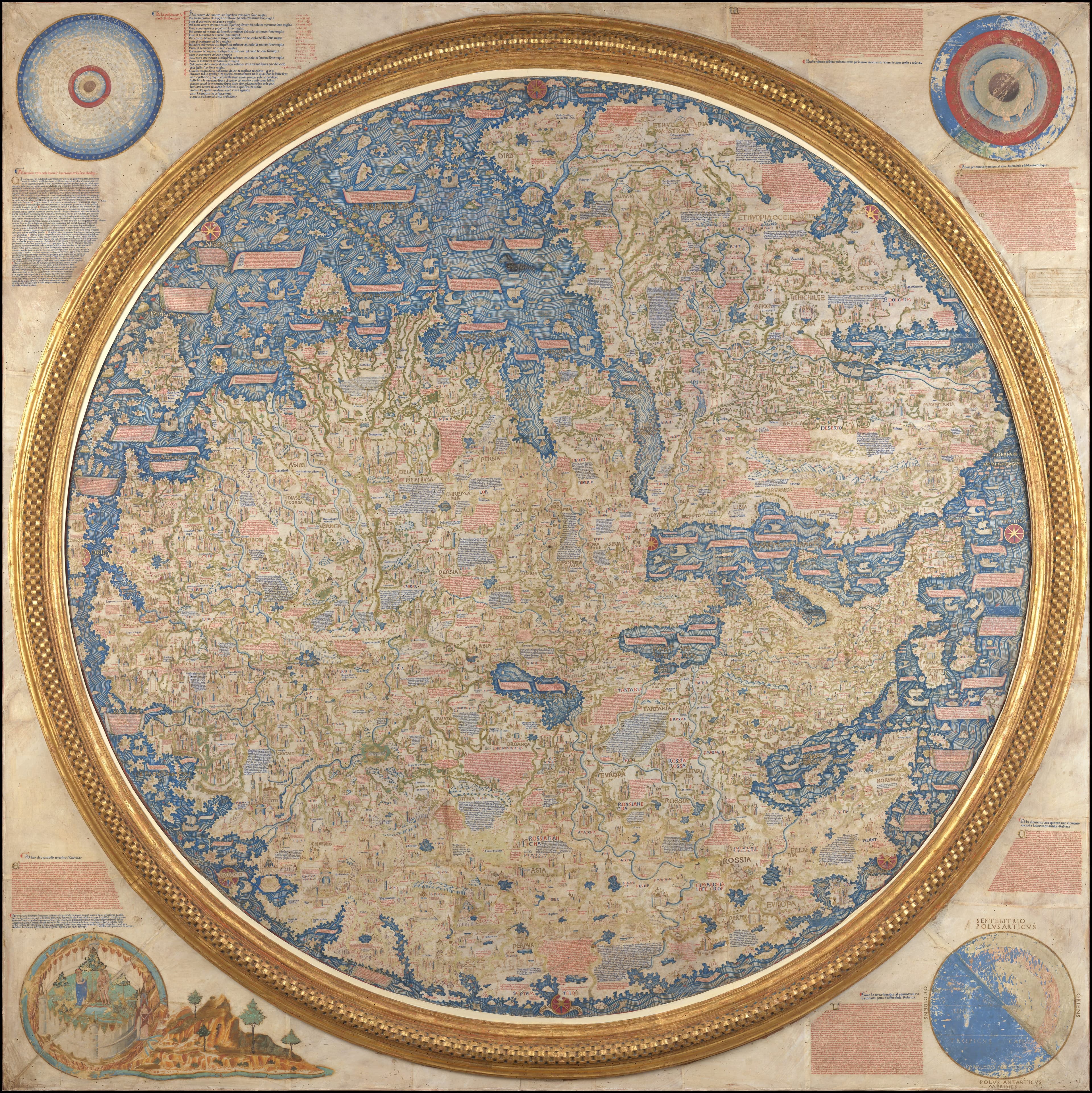 The Fra Mauro Map — Fra Mauro Mappa Mundi, Fra Mauro, Camaldolese monk, c. 1450