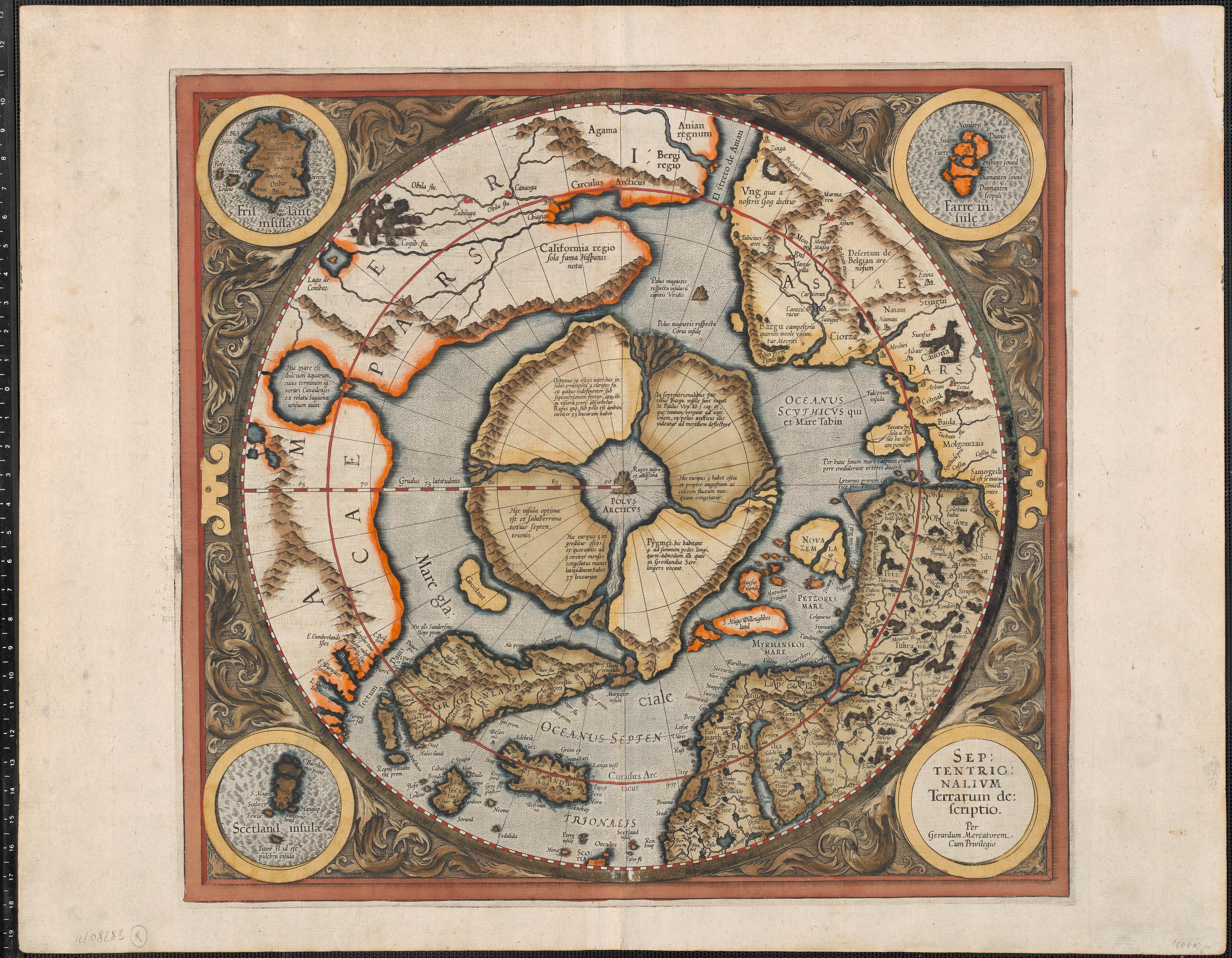 The North Pole — Septentrionalium Terrarum descriptio, Gerardus Mercator, 1595