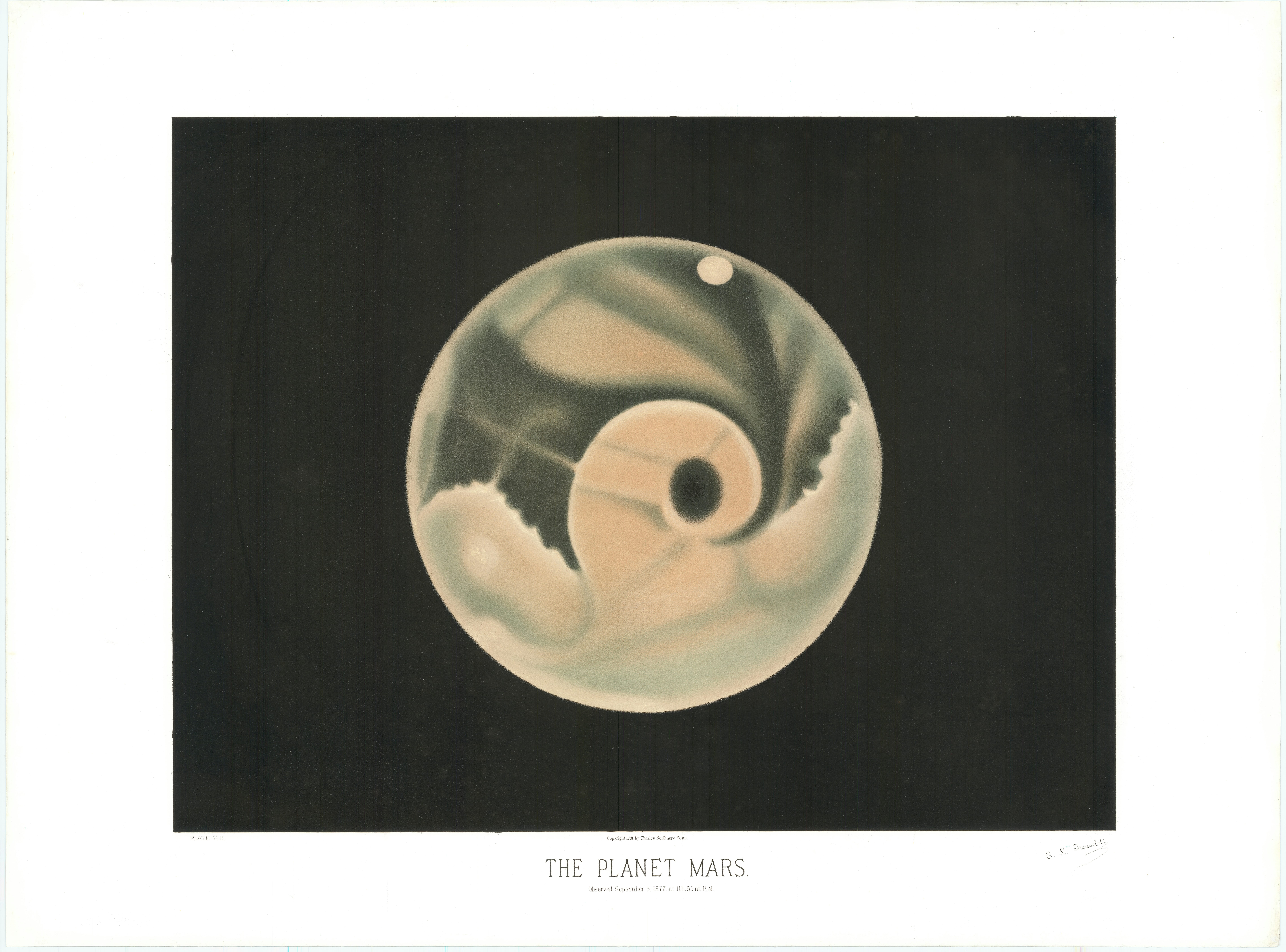 The Planet Mars — The Planet Mars, from The Trouvelot Astronomical Drawings, Étienne Léopold Trouvelot, 1882